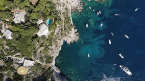 Italy. Campania Region. Stunning aerial view of the Faraglioni of the wonderful island of Capri