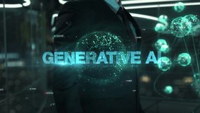 Businessman with Generative AI hologram concept - Powered by Shutterstock - Get 15% off with code: PIKWIZARD15