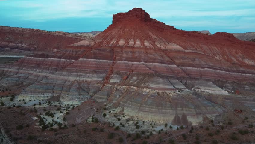 Natural Landscape Of Wavy Textured Sandstone Mountains In Old Paria, Southern Utah, United States. Aerial Shot
