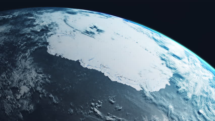 Antarctica from Space Showing Entire Continent Frozen Ice Shelf with Earth Slowly Rotating with View from Orbit with Dynamic Clouds Sea and Atmosphere Royalty-Free Stock Footage #1101667365