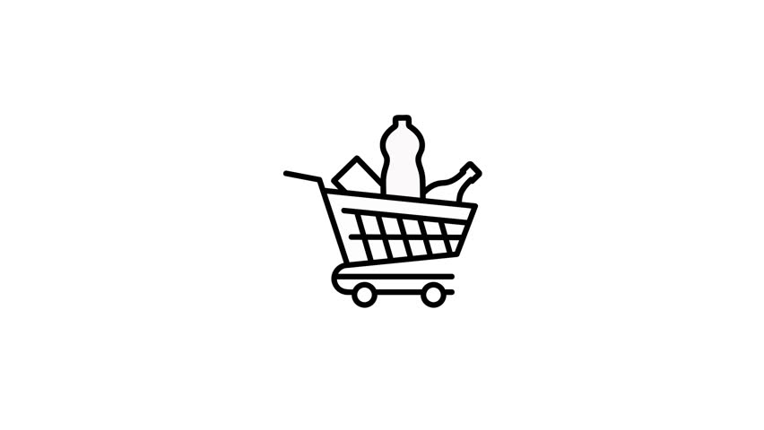 Add to cart icon animation on white background, cart shop animation.