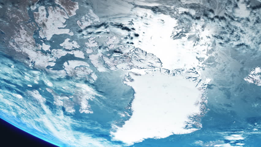 Greenland Arctic from Space with Shrinking Ice Shelf Due to Climate Change with Earth Slowly Rotating with View from Orbit Dynamic Clouds Sea and Atmosphere Royalty-Free Stock Footage #1101673907
