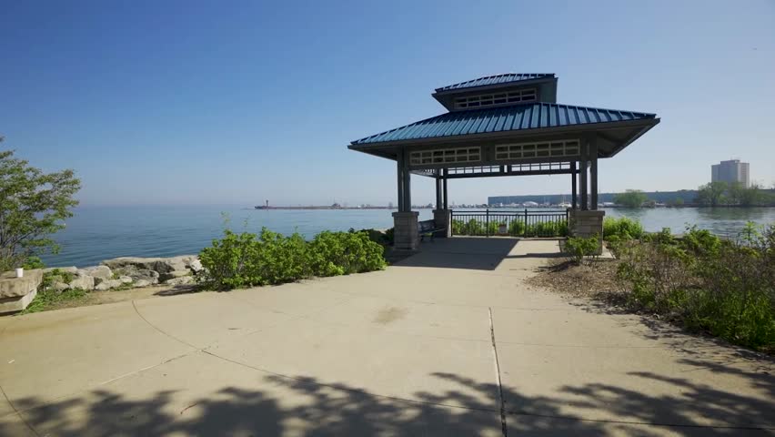 Gazebo on the shore of Lake Ontario in Mississauga.