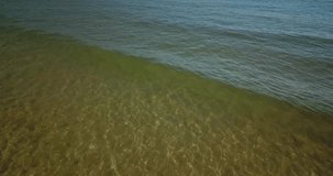 Shallow clear sea waters. Sideways shot and space for copy. Concept perpetual motion