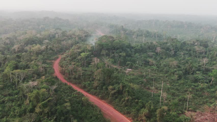 beautiful aerial drone shot of a jungle in sub-saharan west african country of Liberia