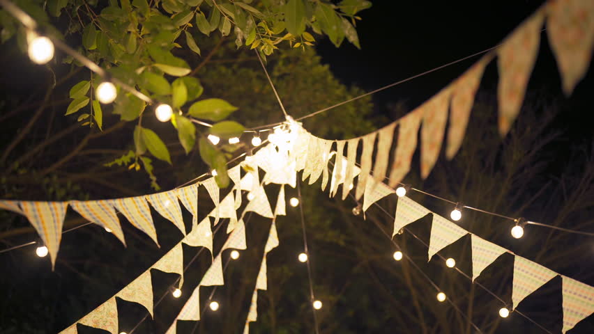 Tent camp flags for picnic for celebration party.