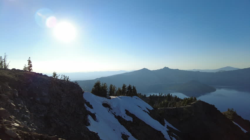 Panning Across Calm Waters in Crater Lake