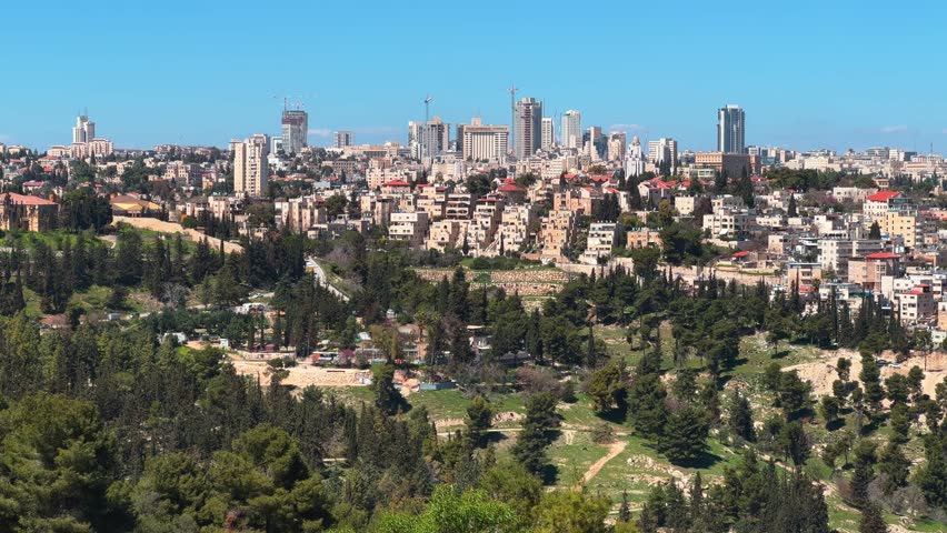 Jerusalem old city panoramic view, Israel, 4k