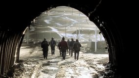 Coal Miners Leaving Underground Mine in Rio Turbio, Santa Cruz Province, Argentina. 4K Resolution.  - Powered by Shutterstock - Get 15% off with code: PIKWIZARD15