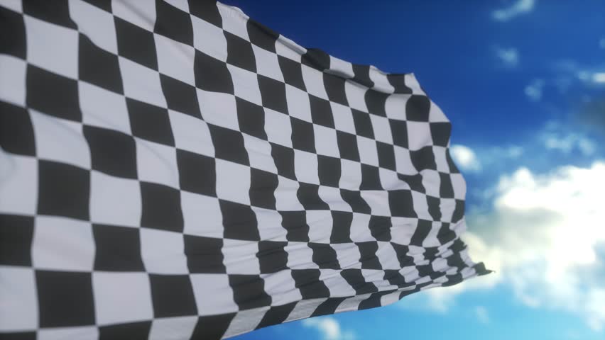 Checkered Racing flag. Racing Checkered Flag Waving in Wind
