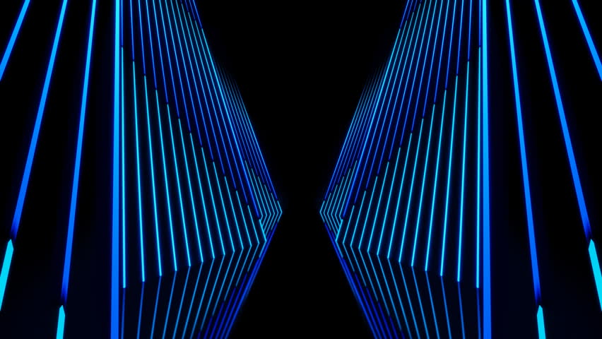 Abstract corridor with flow down neon line waves loop animation background Royalty-Free Stock Footage #1101680695