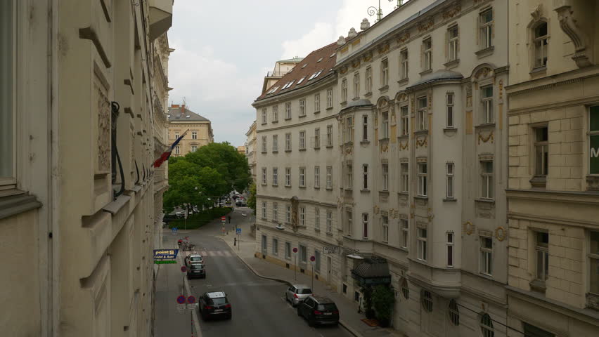 evening time vienna city center traffic street bridge panorama 4k austria