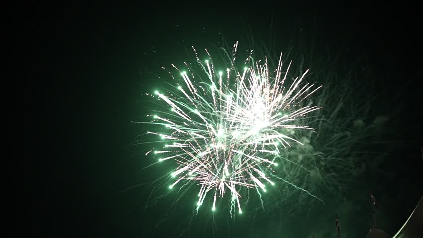 Festive patterned firework bursting in various shapes 