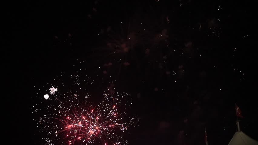 Festive patterned firework bursting in various shapes 