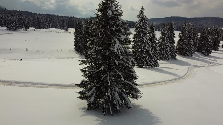 Experience The Beauty Of Poiana Brasov, Romania With A Slow Reveal Of A Winter Scenery Surrounded By Hills And Mountains. A Forest Of Fir Nearby Adds To The Stunning View