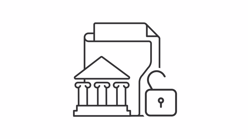 Animated bank data linear icon. Classified information. Governmental and banking files. Seamless loop HD video with alpha channel on transparent background. Outline motion graphic animation
