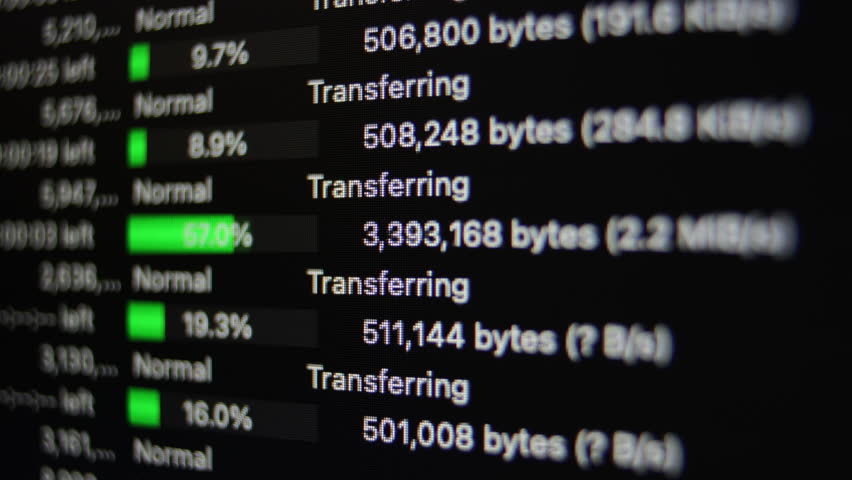 data transfer via the Internet, uploading files to remote servers, connection and transfer speed, megabits per second, secure connection Royalty-Free Stock Footage #1101705679