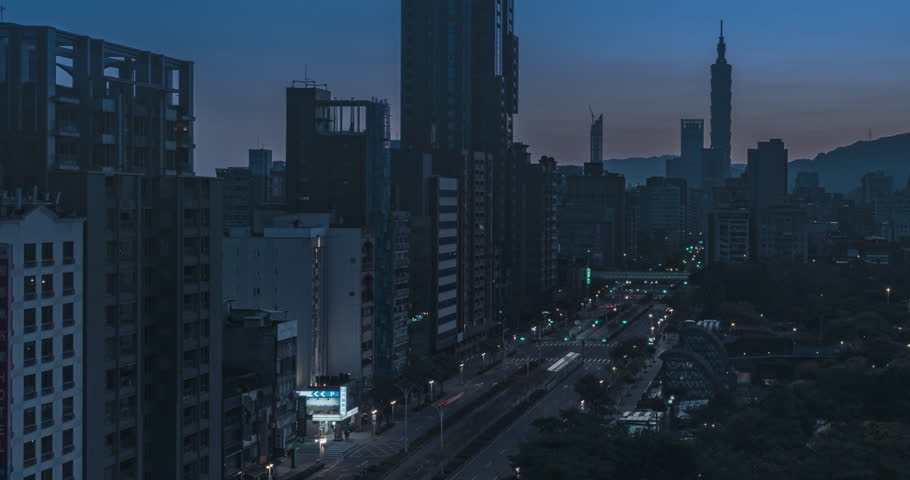 Sunrise timelapse of Taipei cityscape at dawn Royalty-Free Stock Footage #1101713911