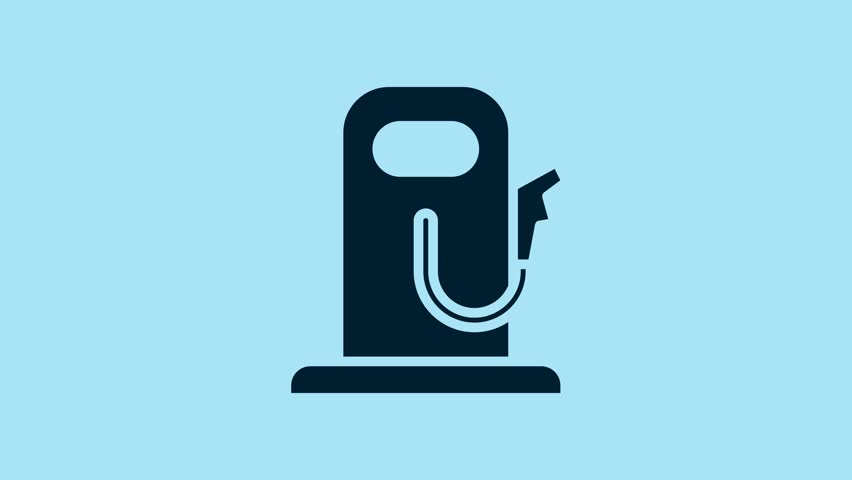 Blue Petrol or gas station icon isolated on blue background. Car fuel symbol. Gasoline pump. 4K Video motion graphic animation. | Shutterstock HD Video #1101716563