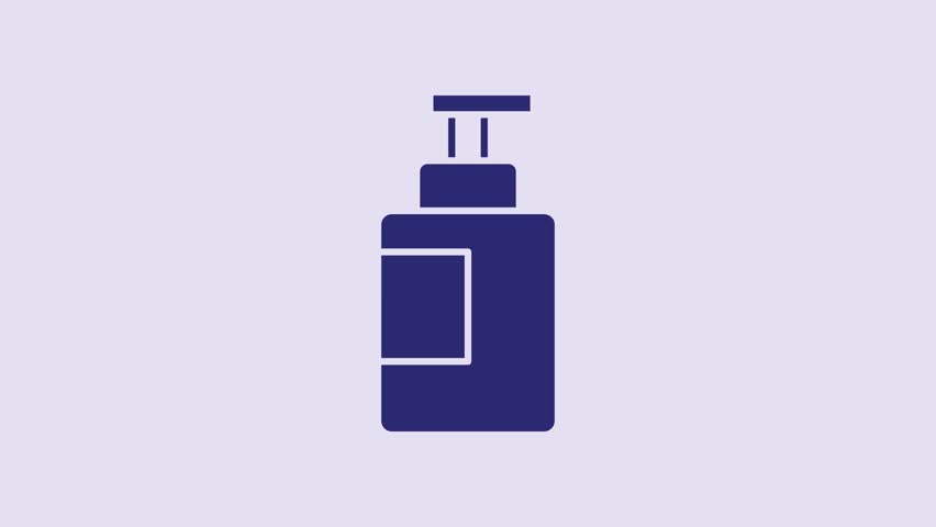Blue Hand sanitizer bottle icon isolated on purple background. Disinfection concept. Washing gel. Alcohol bottle for hygiene. 4K Video motion graphic animation. | Shutterstock HD Video #1101717319