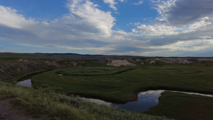 Panning Over Creeks through Hayden Valley in Yellowstone National Park
