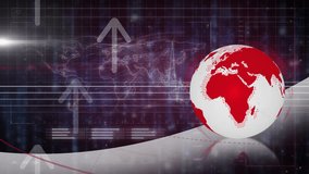 Animation of arrows and cardiograph over data processing, globe and world map. Global business and digital interface concept digitally generated video. - Powered by Shutterstock - Get 15% off with code: PIKWIZARD15