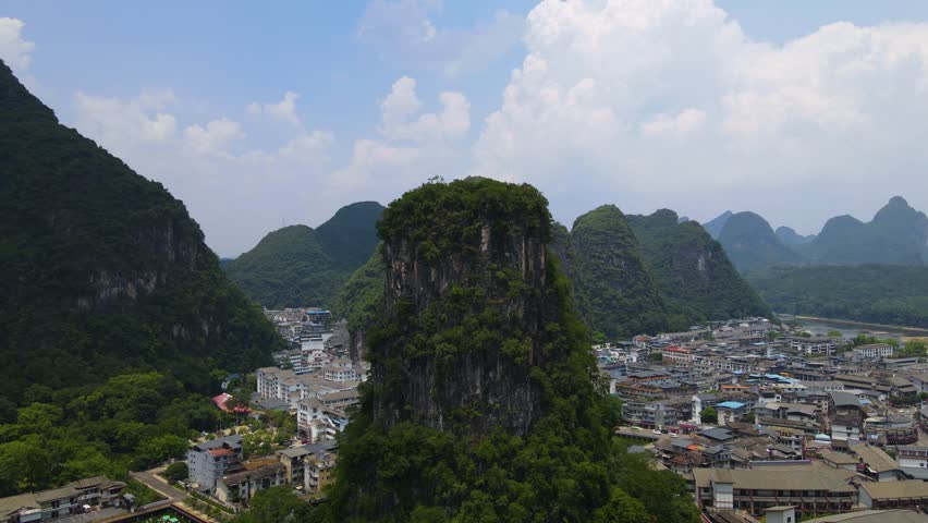 Unique Land Formation Landscape in Guilin, Yangshuo, China - Aerial
