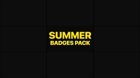 This stock motion graphics video pack features 5 animated summer badges on an alpha matte in Full HD resolution.