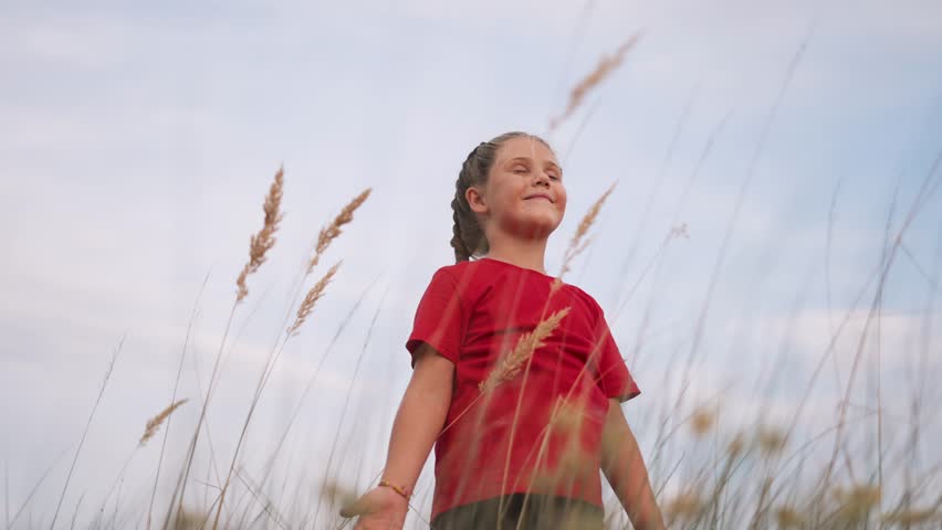 Silhouette of happy child. worship and prayer of the child for health and happiness, hands raised to the sky. Silhouette of child against a colorful sky serves as a symbol of hope, faith and optimism Royalty-Free Stock Footage #1101741639