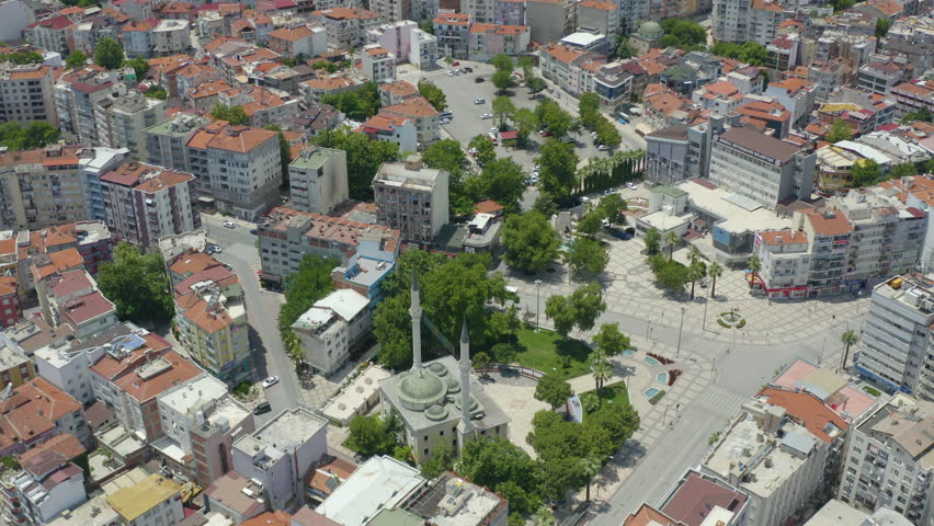 Denizli, Turkey - 07.07.2020:Aerial view of Denizli(Turkey) city center.