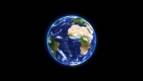 The Earth Planet rotating in the space. The Earth globe isolated on a black background - Loop 4K footage. 3D Illustration - Powered by Shutterstock - Get 15% off with code: PIKWIZARD15