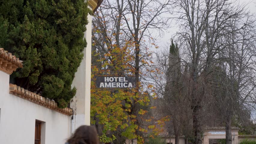 Hotel America sign board name of accommodation in Spain Granada Europe