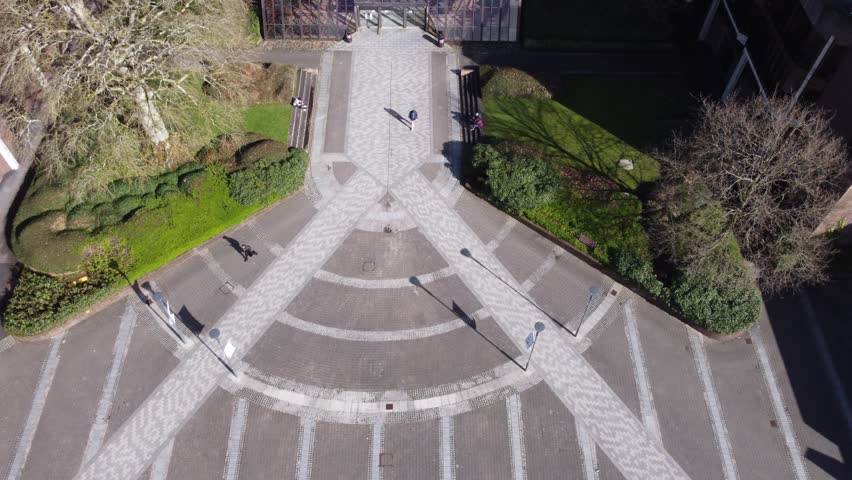 Aerial shot of the University of Limerick. County Limerick, Ireland. Shot taken by drone flying over the main building.