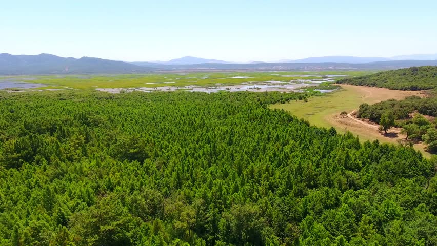 aerial shot of the el kala wetland Algeria
