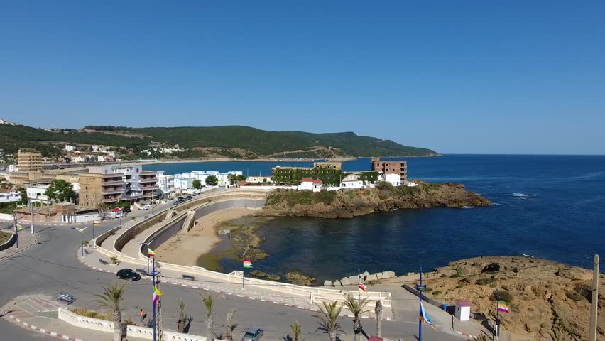 aerial shot of the beach of the city center of el kala Algeria