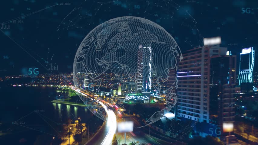 Smart city IOT internet of thing ICT digital technology futuristic, automation management smart digital technology VPN cyber security power energy sustainable metaverse city virtual augmented | Shutterstock HD Video #1101759637