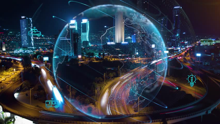 Social infrastructure and communication technology. IoT. Autonomous transportation.  | Shutterstock HD Video #1101759647