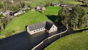 Aerial Video of Buckna Gospel Hall Broughshane village County Antrim Northern Ireland