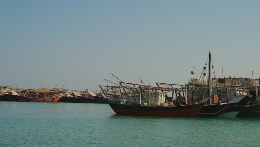 Traditional Arabic Dhow boats in Doha harbour, Qatar
