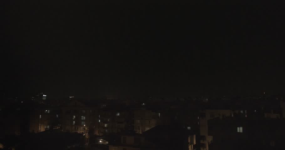 lightning rain night city weather