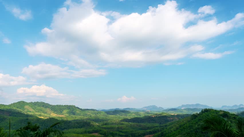 Blue sky white clouds over mountains, Cloudscape timelapse Amazing summer blue sky Time Lapse in Nature good weather day background 4-K
