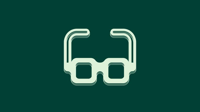 White Glasses icon isolated on green background. Eyeglass frame symbol. 4K Video motion graphic animation.