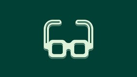 White Glasses icon isolated on green background. Eyeglass frame symbol. 4K Video motion graphic animation.
