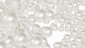 Molecules. Abstract figures. Seamless cyclic animated 4K background of white abstract molecules. 4K seamless looping videos