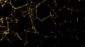 Particle gold dust flickering on black background. Gold Particles Moving Background. Gold Dust Waves. Particle from below. 4k abstract Footage background for text.	
