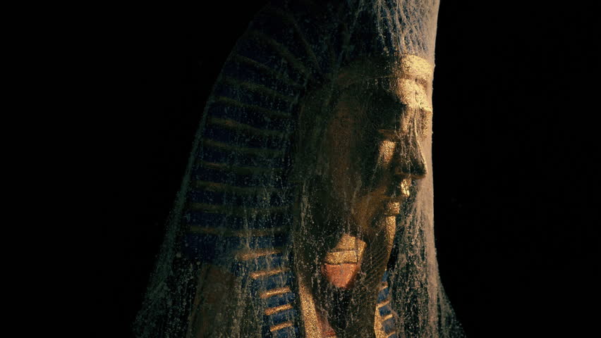 Egyptian King Statue Under Cobwebs
