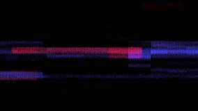 Animation of heart with glitch on black background. birthday, party and celebration concept digitally generated video.