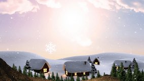 Animation of have a jolly holiday text over winter landscape. christmas, tradition and celebration concept digitally generated video.