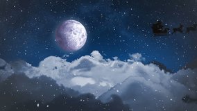 Animation of santa claus in sleigh with reindeer over winter scenery with snow falling. christmas, tradition and celebration concept digitally generated video. - Powered by Shutterstock - Get 15% off with code: PIKWIZARD15