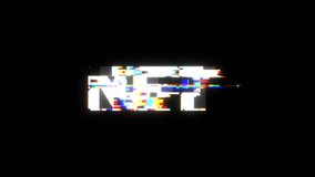 NFT title with glitch effect. NFT glitch text. Non fungible token text with RGB tv distortions. Modern art. Crypto art. Blockchain, cryptocurrency, digital files concept, future economy system. - Powered by Shutterstock - Get 15% off with code: PIKWIZARD15